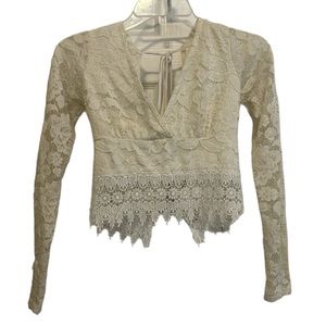 Cream colored crop top lace